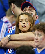 French fans react in the stands