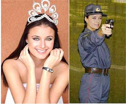 (Left) Wearing the new Mikimoto crown and her Maurice Lacroix watch, 24-year-old Oxana Fedorova