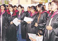 Students of Dhanwantri Ayurvedic College, Sector 46, Chandigarh, at their annual convocation on Saturday.