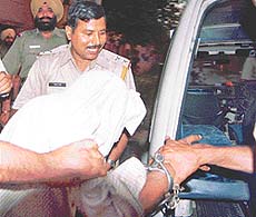 Vazir Singh, an alleged accomplice of ISI agent Asger Ali, who was brought to Chandigarh from Jaipur on Saturday. 