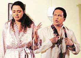 Roma Navani and Shekhar Suman in the play �Woh Tum Hi Ho�, in Ludhiana