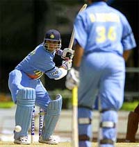 India's captain Saurav Ganguly bats during the fourth one-day international