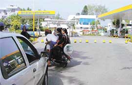 SLICK JOB? A closed filling station of Bharat Petroleum in Sector 21, Chandigarh, on Monday