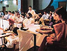 Students take part in a youth parliament session