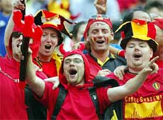 Belgium soccer fans celebrate prior to a 2002 World Cup