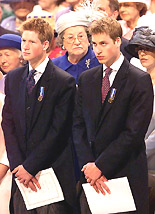 Britain�s Princes William and Harry join the congregation of the Golden Jubilee Service of Thanksgiving at St Paul�s Cathedral in London on Tuesday.