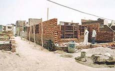 A house in Badhawa Nagar Colony near Zirakpur that is being constructed in alleged violation of the Zirakpur Nagar Panchayat rules.