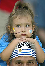 Supporters of Uruguay wait for the beginning of a Group A match against France