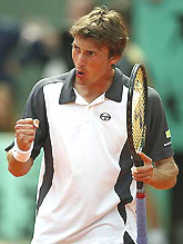 Juan Carlos Ferrero of Spain reacts during his quarterfinal match