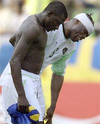 Nigeria's defender Taribo West cries