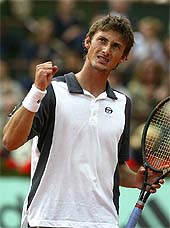 Juan Carlos Ferrero of Spain reacts during his semifinal match 