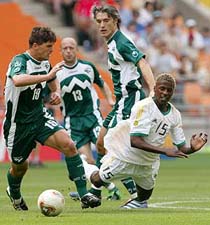 South Africa's Sibusiso Zuma falls to the ground 