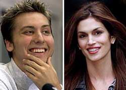 Recent file photos of Lance Bass, member of the hugely popular US boy band 'N Sync, and former supermodel Cindy Crawford