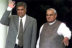 Prime Minister Atal Behari Vajpayee with his Sri Lankan counterpart