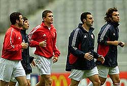 Turkish players attend their last training session