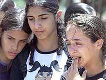 Friends of 15-year-old Hadar Herchkovitz, who was killed by a Palestinian suicide bomber