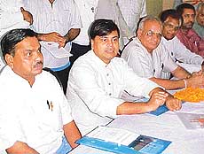 Mr Amitabh Sinha, media secretary of the Bharatiya Janata Party, at a press conference 