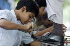 Shoeshine boy Nilesh Das