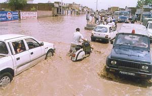 A scene of Bathinda roads after a mild rain on Wednesday.