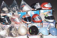 Substandard helmets have found their way into the city and are being sold by roadside vendors.