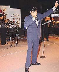 Amit Kumar performs in Sector 17, Chandigarh, on Friday. 