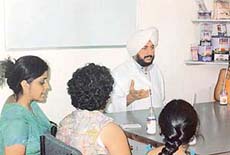The president, Milk Time, Mr Jaswant Singh, interacts with students of Little Angels School, Sector 43-D, in Chandigarh 