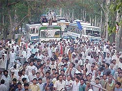 Residents of Mullana block the Ambala-Jagadhri road