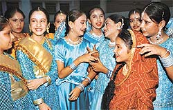 Children during the kathak and folk dance workshop at Ajit Karam Singh International School, Sector 41, in Chandigarh on Tuesday.