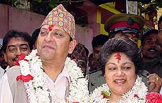 Nepal King Gyanendra Vir Bikram Shah Dev and his wife Queen Komal Rajyalakshmi visit the Kamakhya temple 