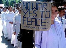 Schoolchildren during an anti-war rally