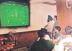 Fans watch Football World Cup final at a hotel