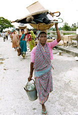 People travel with their belongings