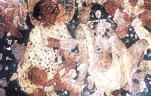 A Banarasi Pandit and a person from Orissa, Cave 1, Ajanta.