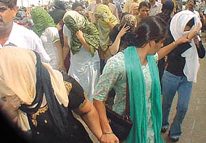 Call girls arrested from Vasant Kunj being produced in the Patiala House in the Capital 