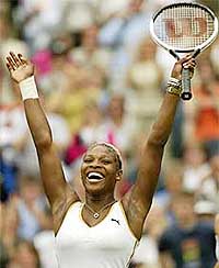 Serena Williams of the USA celebrates her semifinal win