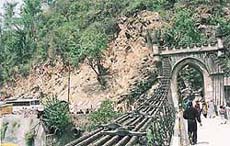 A view of the historic Victoria Bridge in Mandi