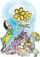 Fragrant flowers on garbage dumps
