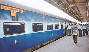 The Pashchim Express ready to depart for Mumbai after seven days from the Chandigarh railway station on Monday.