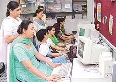 Faculty members of the Dev Samaj College of Education, Sector 36, at a computer workshop 