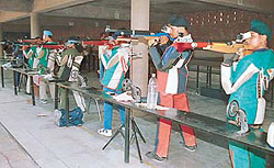Children participate in a shooting camp at Patiali Ki Rao in Chandigarh on Thursday.