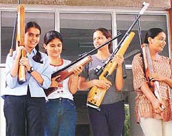 Budding shooters at the shooting range during the District Shooting Championship