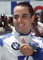 Williams Formula One driver Juan Pablo Montoya of Colombia gives a thumb up 