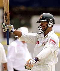 Bangladesh batsman Hannan Sarkar acknowledges his 50