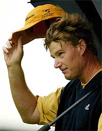 South Africa�s Ernie Els acknowledges the applause of the crowd 