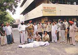 A sit-in on the Civil Hospital premises