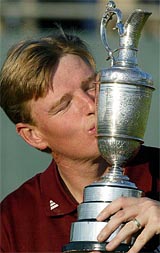 South Africa's Ernie Els kisses the claret jug