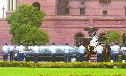 The dress rehearsal for the President�s swearing-in at Rashtrapati Bhavan.