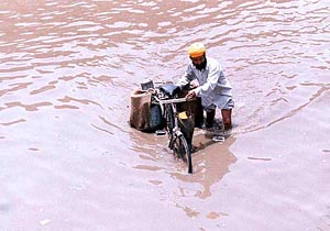 It is not a river but a waterlogged road