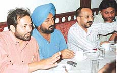 Samajwadi Party President Shivi Jaiswal addresses a press conference 