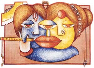 Krishna and Radha: The golden-hewed beauty of Brindavan.